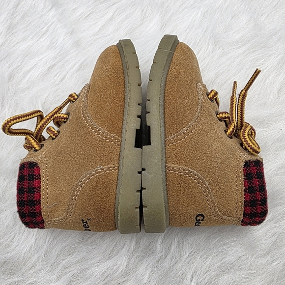 Gerber LaceUp Hiking Boots Tan Leather With Red And Black Checkered Ankle Size 4 - Picture 5 of 6